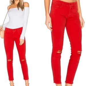 MOTHER Looker Ankle Fray Blow Out Jeans
